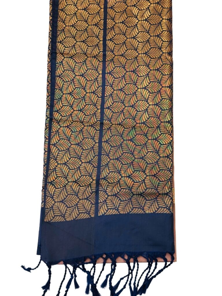 Luxury Dusty Copper Pink Soft Silk Saree Navy Blue Copper Dark Gold Butta, Elegant Party Wear Saree, Traditional Indian Wedding Saree