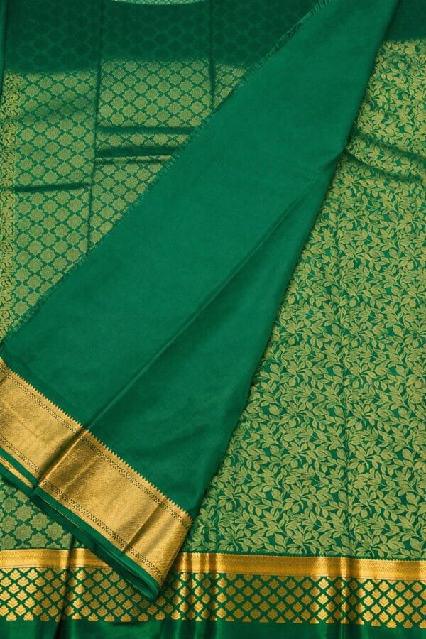 Bridal Kanchipuram Soft Silk Saree Peacock Green Kodi Design Wedding Pattu Saree Traditional South Indian Bridal Silk Saree - Image 4