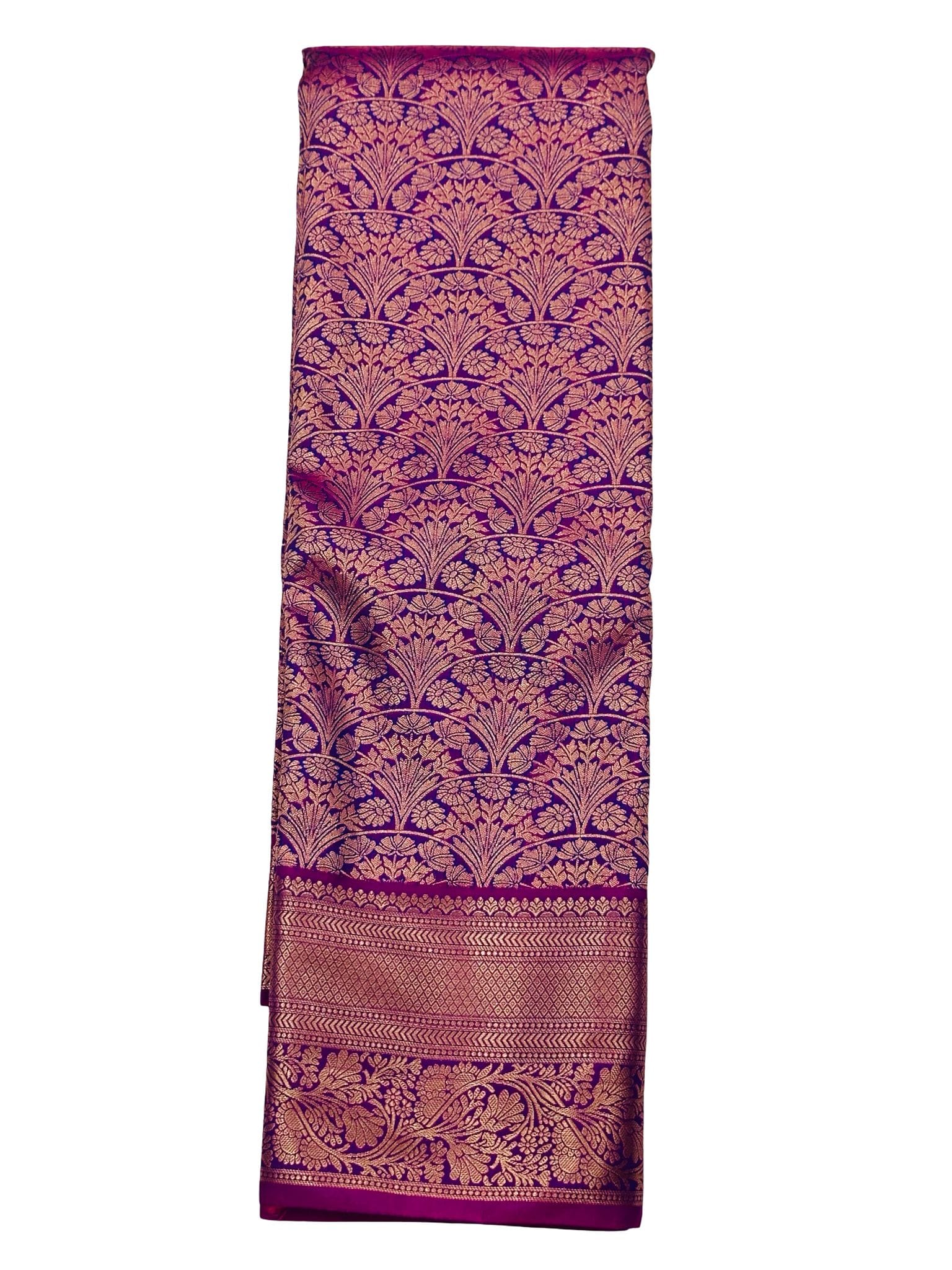Purple Bridal Kanchipuram Soft Silk Saree Gold Zari Floral Wedding Saree Traditional South Indian Bride Reception Party Wear - Image 3