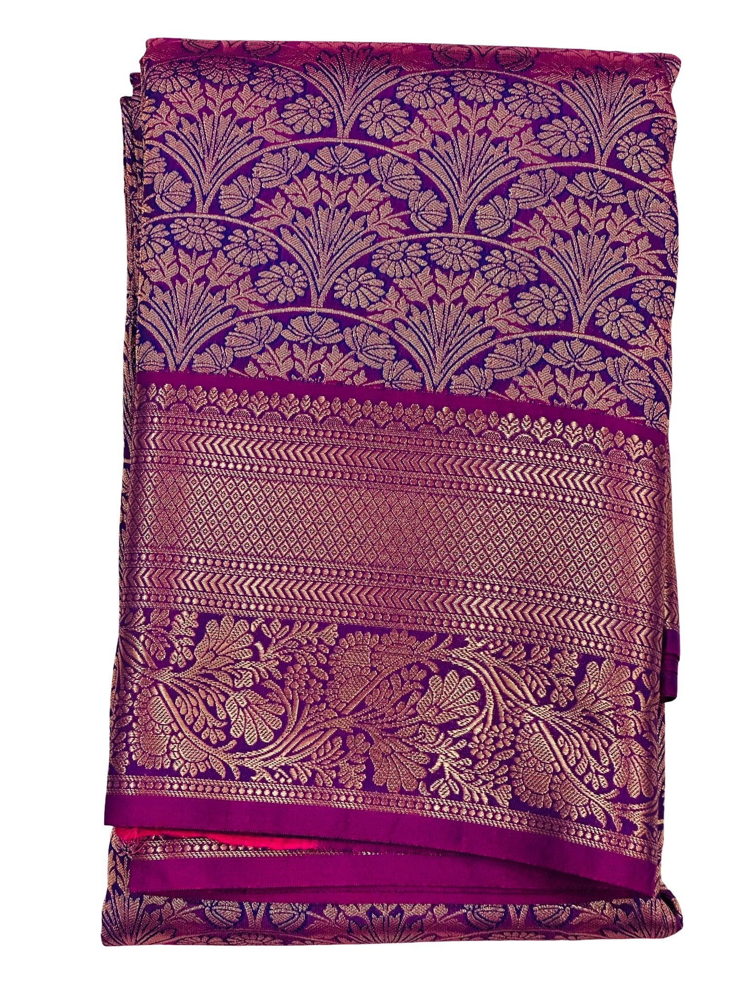 Purple Bridal Kanchipuram Soft Silk Saree Gold Zari Floral Wedding Saree Traditional South Indian Bride Reception Party Wear - Image 4