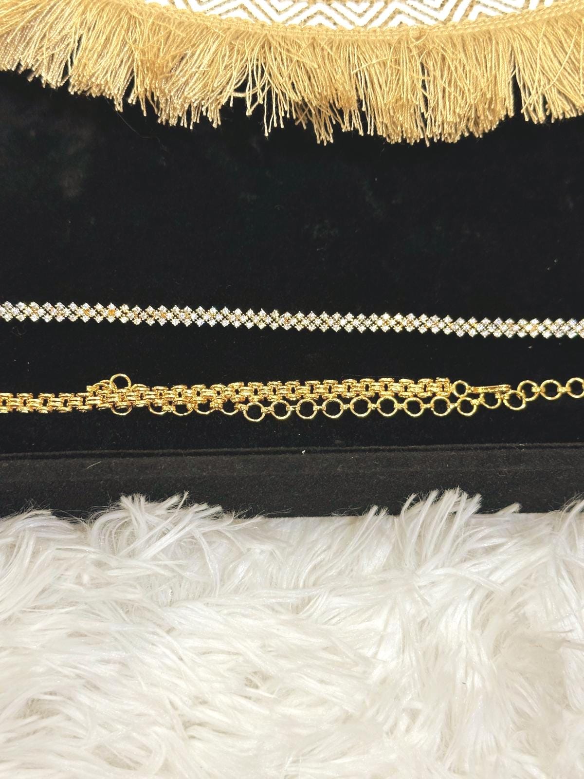 Gold-Plated CZ Diamond Belly Chain | Adjustable Bridal Kamarband - Image 2