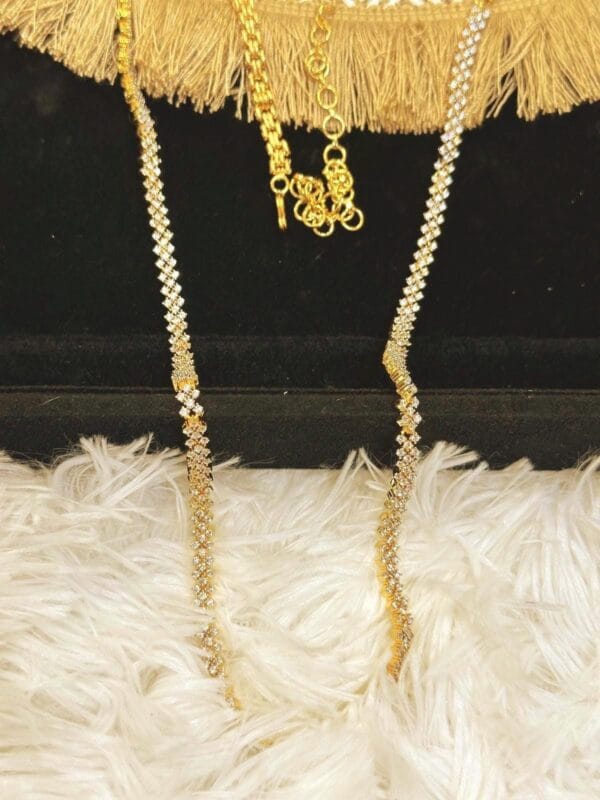 Gold-Plated CZ Diamond Belly Chain | Adjustable Bridal Kamarband