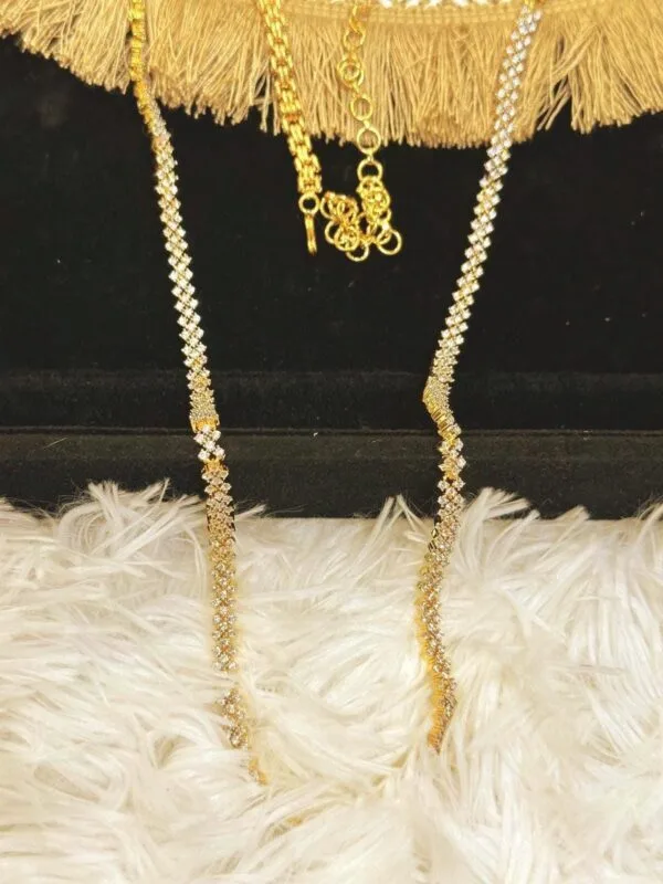 Gold-Plated CZ Diamond Belly Chain | Adjustable Bridal Kamarband