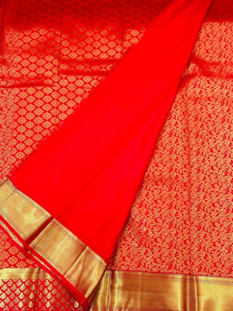 Bridal Kanchipuram Soft Silk Saree Red Kodi Pattern Wedding Saree South Indian Bride Traditional Party Wear Kanchi Silk Saree