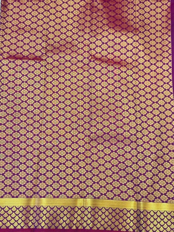 Kanjivaram Semi-Silk Saree Purple Gold Zari Brocade Wedding Saree Traditional Bridal South Indian Pattu Saree Festival Wear - Image 3