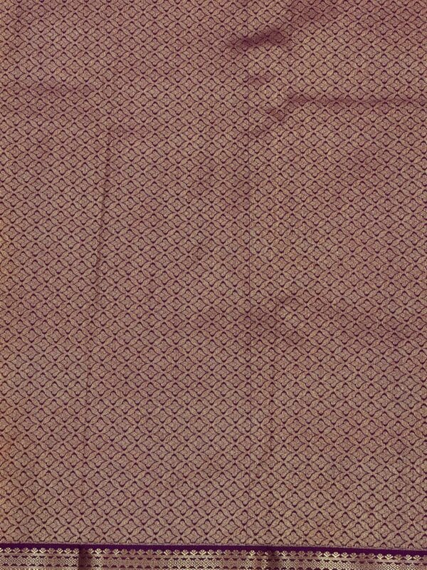 Kanjiveram Semi Silk Saree | Orange & Purple with Zari Border - Image 3