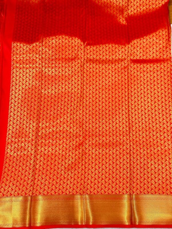 Bridal Kanchipuram Soft Silk Saree Chilly Red Gold Zari Floral Wedding Saree Traditional South Indian Bride Party Wear - Image 5