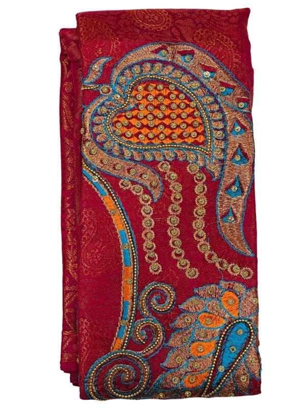 Sandal & Rani Pink Soft Silk Saree with Heavy Embroidered unstitched Blouse | Designer Party Wear - Image 3