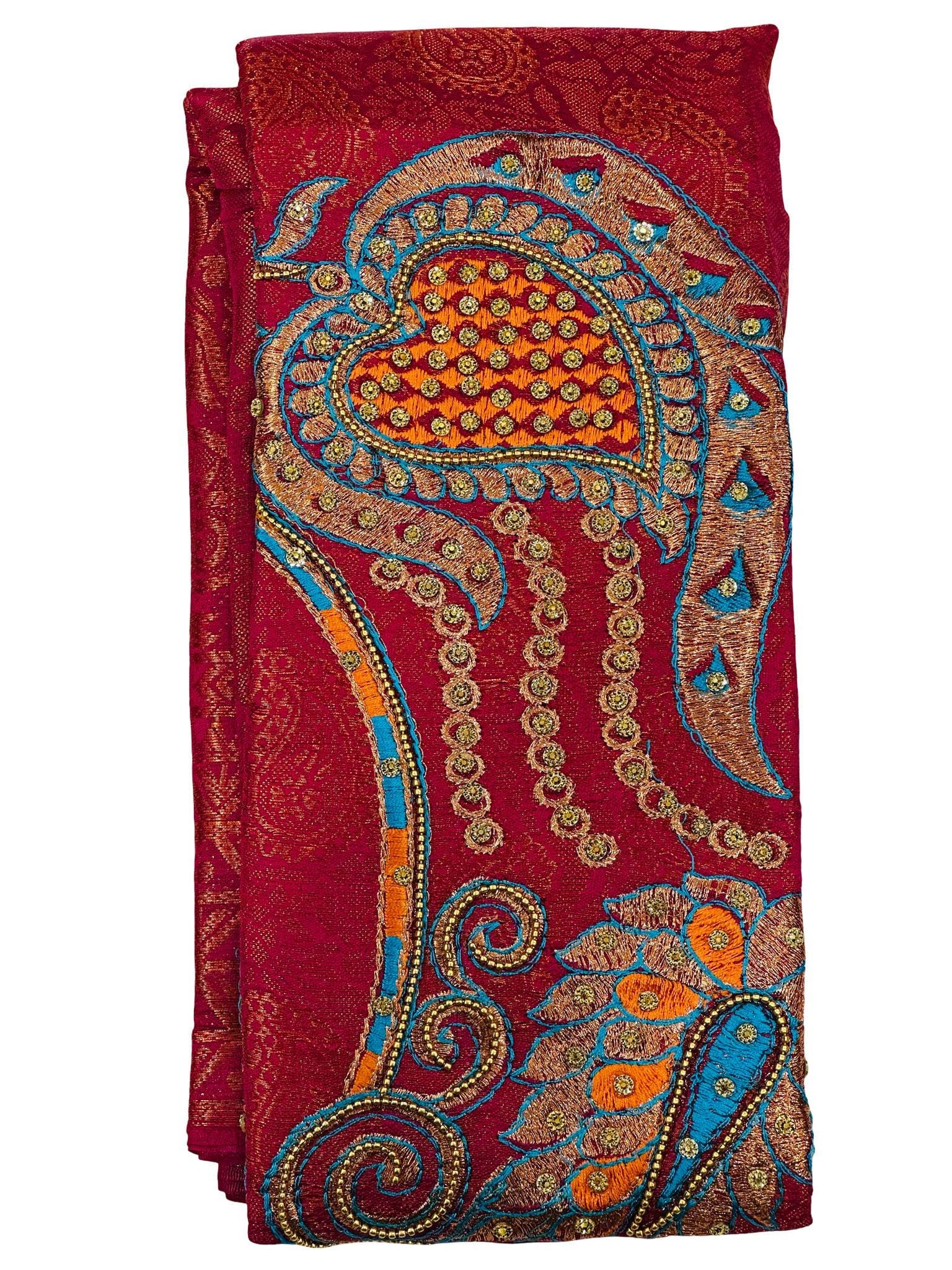 Sandal & Rani Pink Soft Silk Saree with Heavy Embroidered unstitched Blouse | Designer Party Wear - Image 3