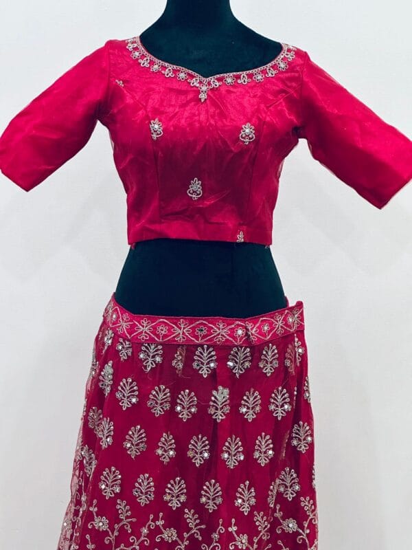 Rani Pink Embroidered Lehenga Choli Set | Indian Bridal Wear - Image 2