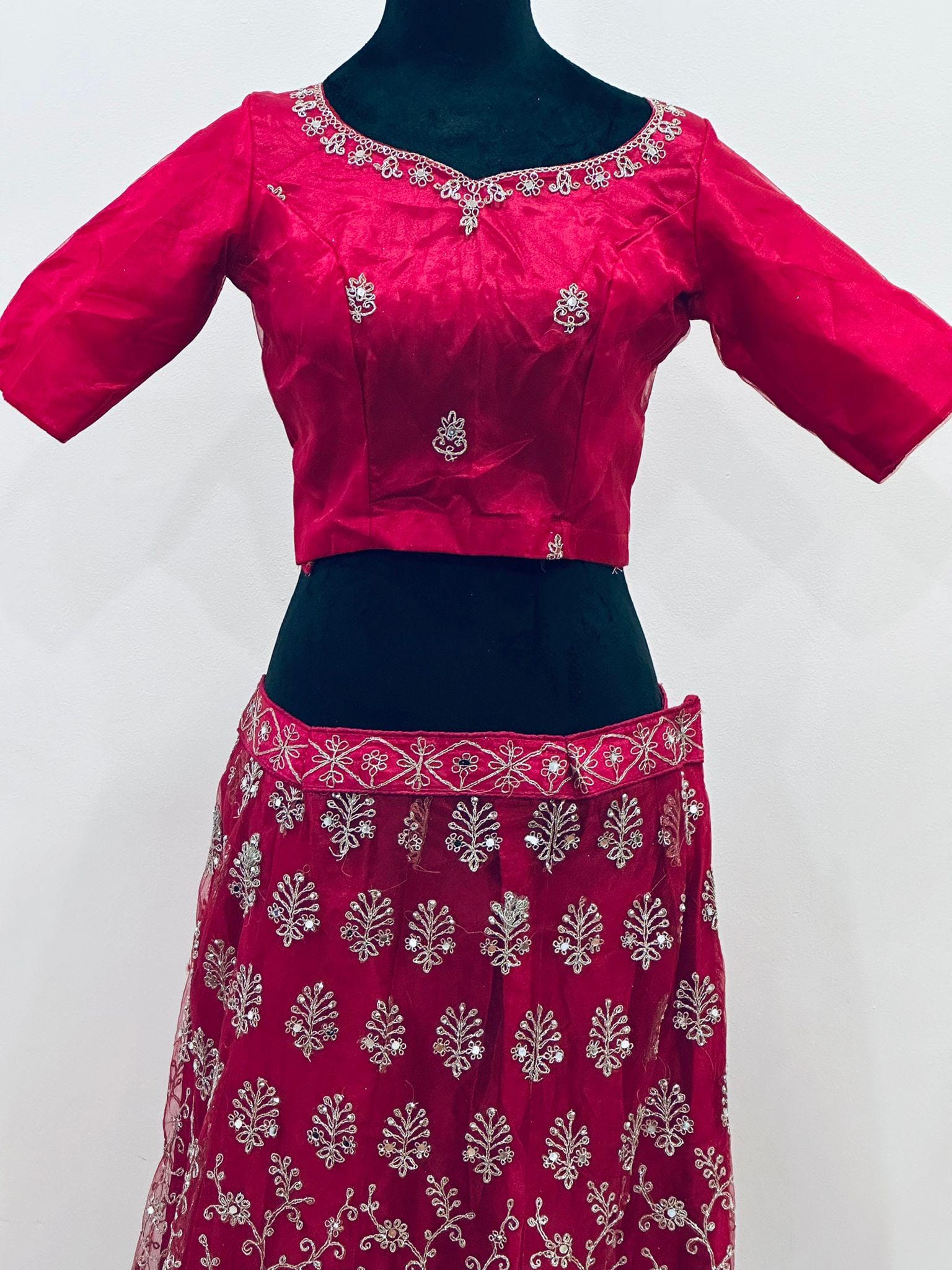 Rani Pink Embroidered Lehenga Choli Set | Indian Bridal Wear - Image 2