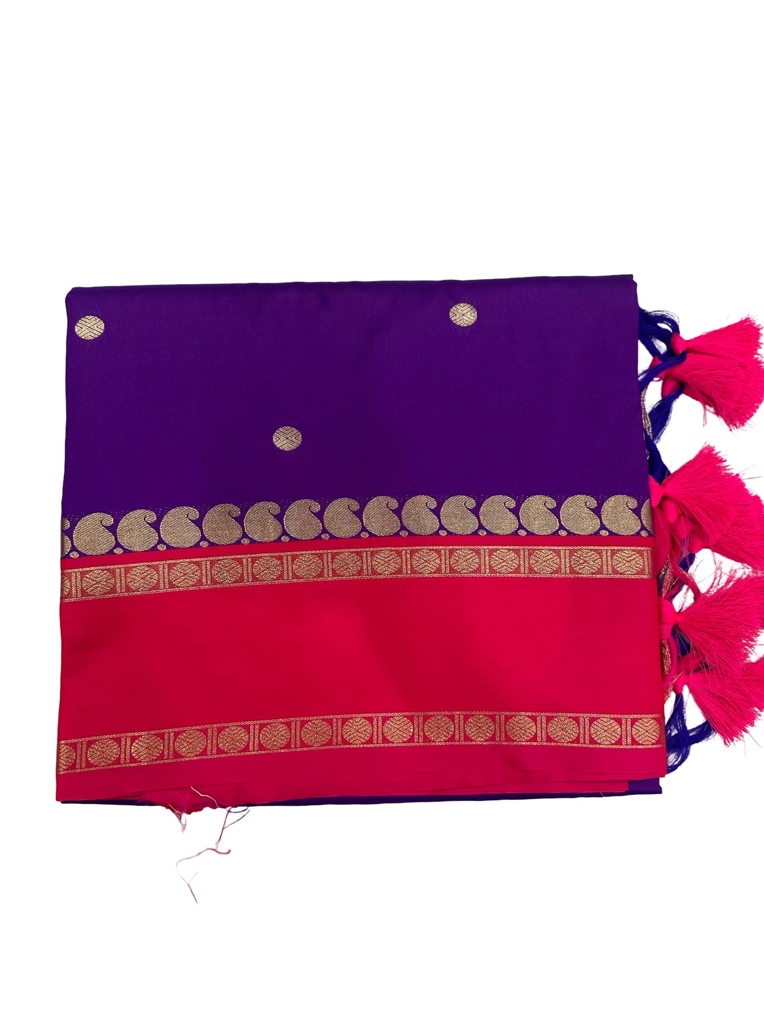 Gadwal Silk Saree Purple Pink | Traditional South Indian Silk Saree | Gold Zari Border | Wedding Festive Saree - Image 2