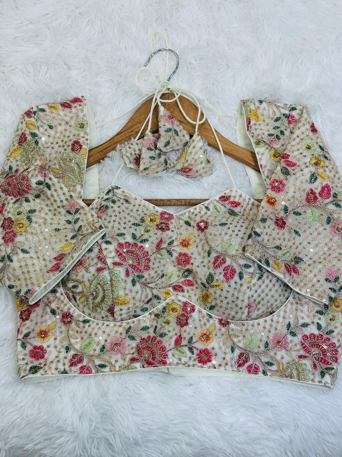 Embroidered Saree wear | Readymade Blouse | Size 36 - Image 3