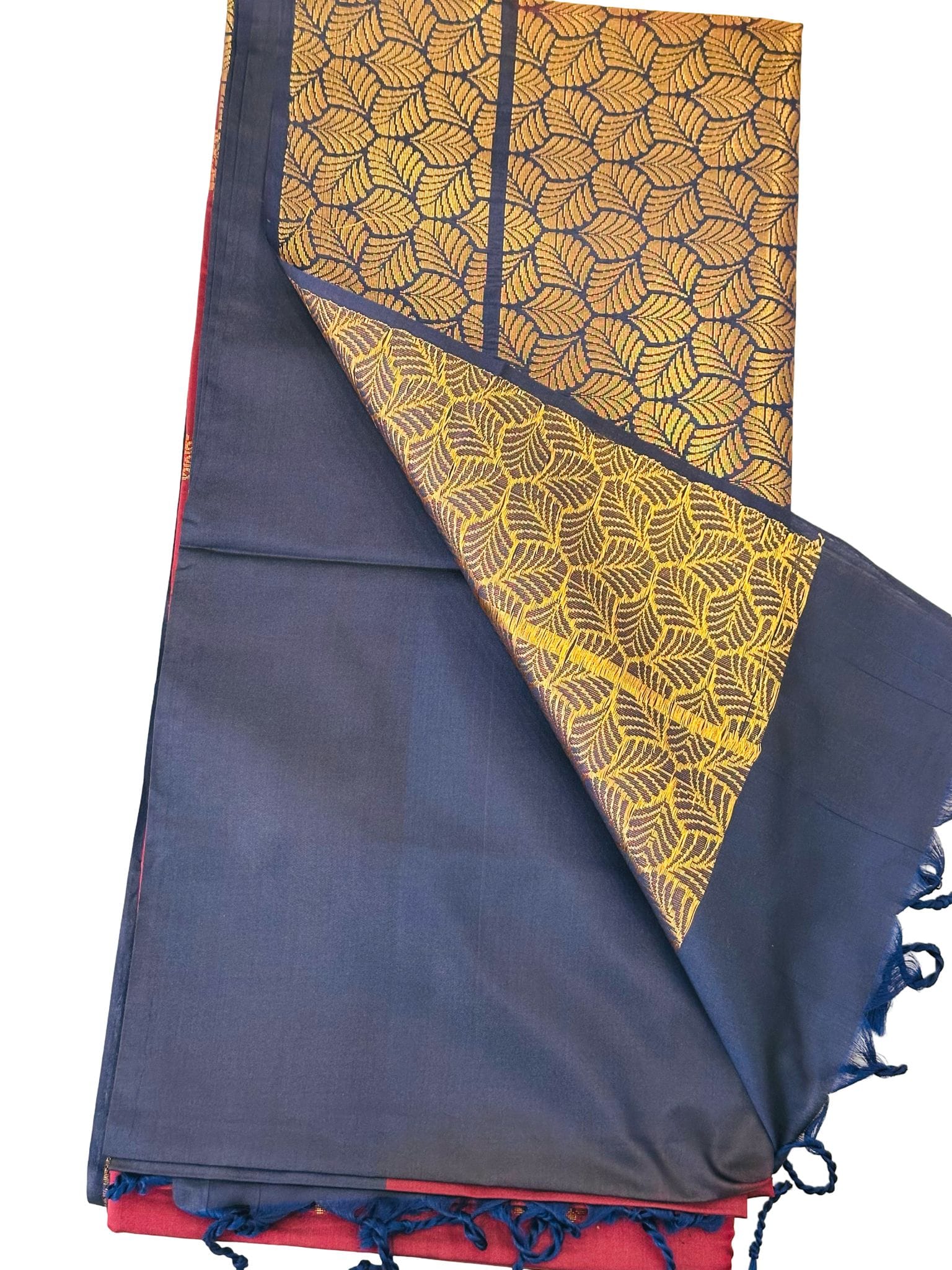 Luxury Soft Silk Saree Red Blue Gold Butta | Traditional Indian Wedding Saree | Festive Party Wear Kanchipuram Style Saree - Image 4
