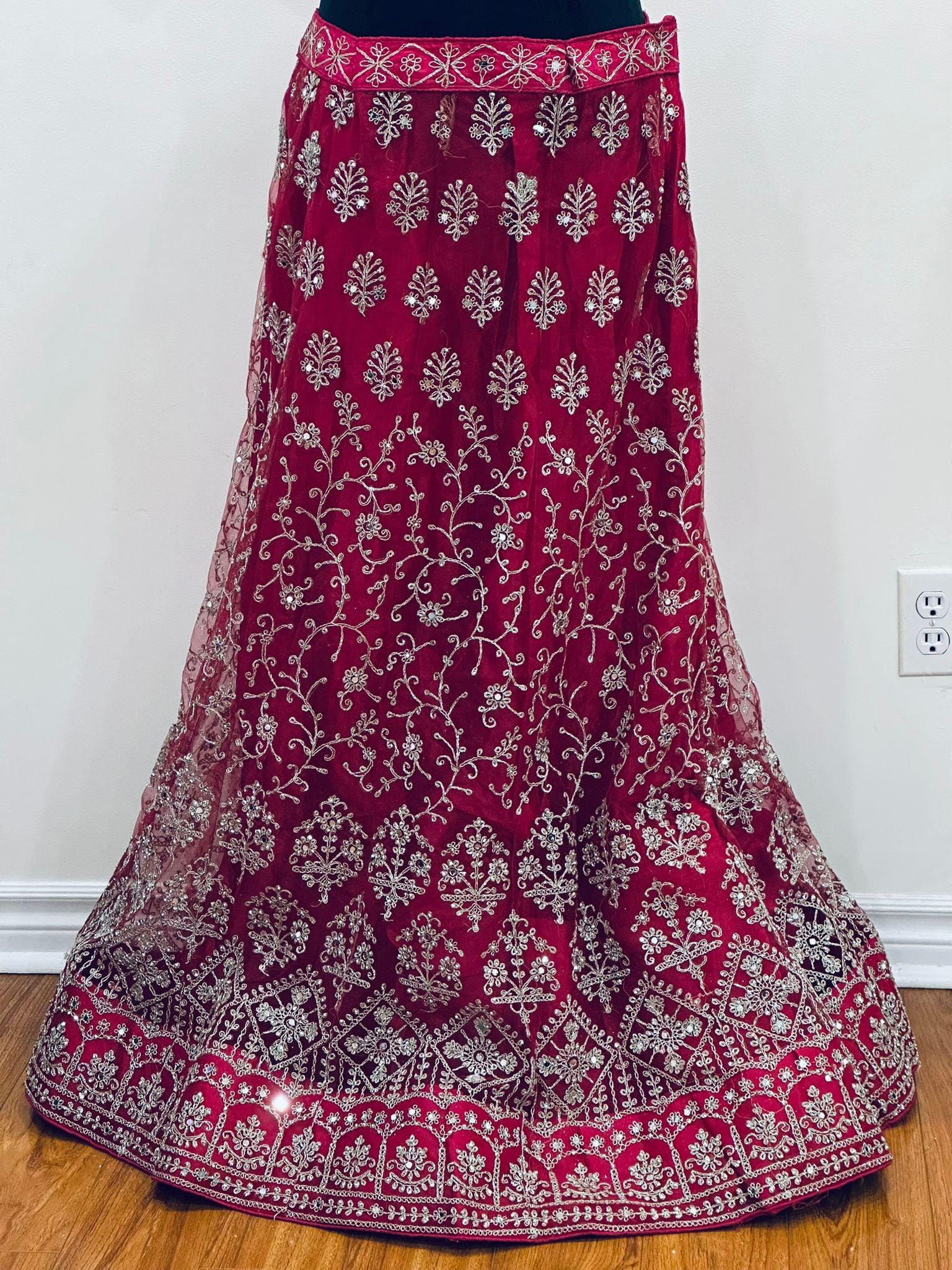 Rani Pink Embroidered Lehenga Choli Set | Indian Bridal Wear - Image 4