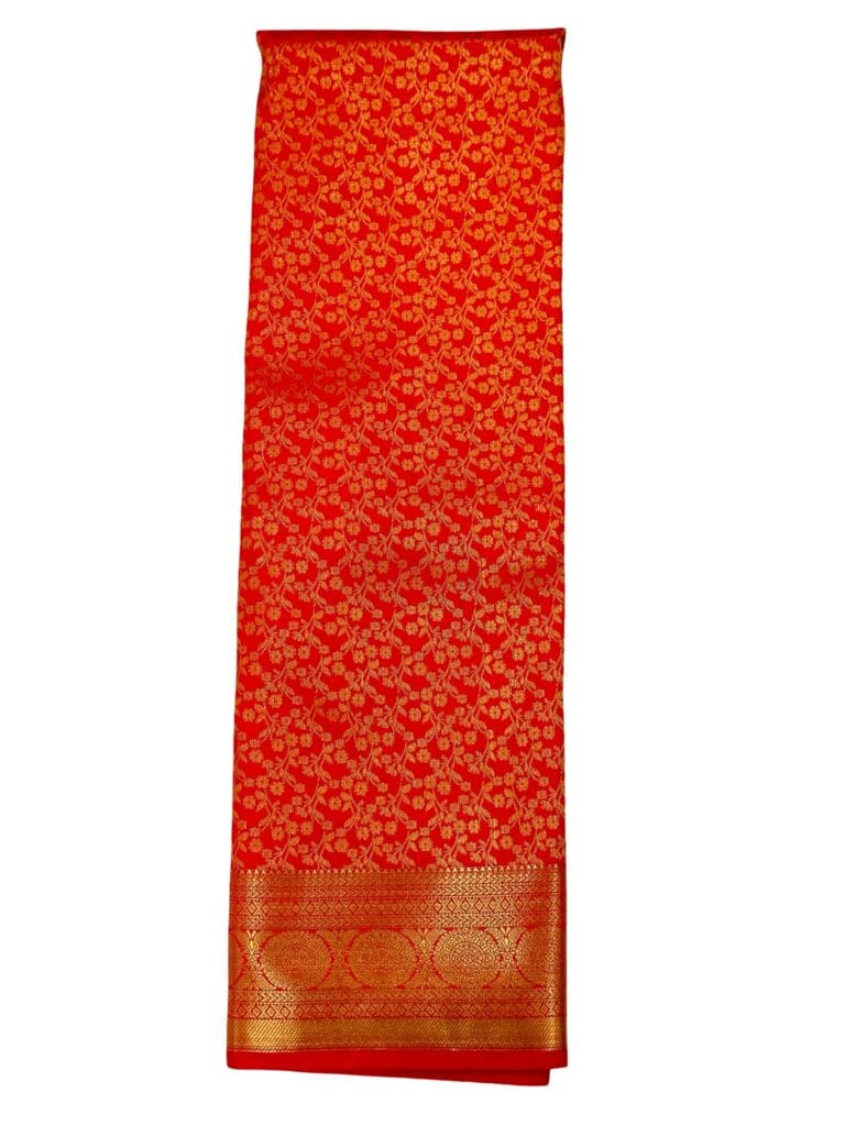 Bridal Kanchipuram Soft Silk Saree Chilly Red Gold Zari Floral Wedding Saree Traditional South Indian Bride Party Wear