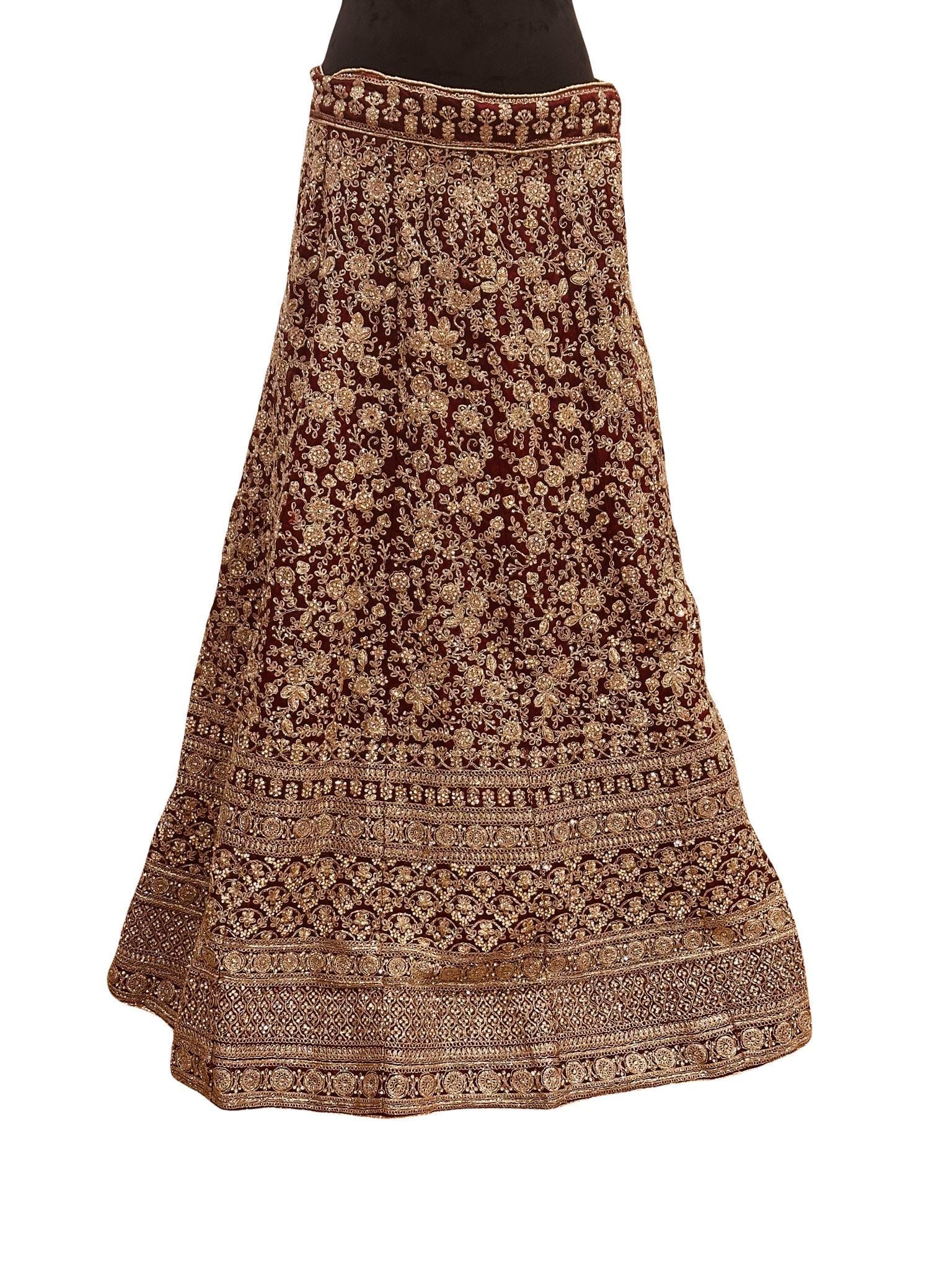Maroon Bridal Lehenga Choli Set with Heavy Gold Embroidery | Designer Wear & Dupatta | size 36 - Image 4