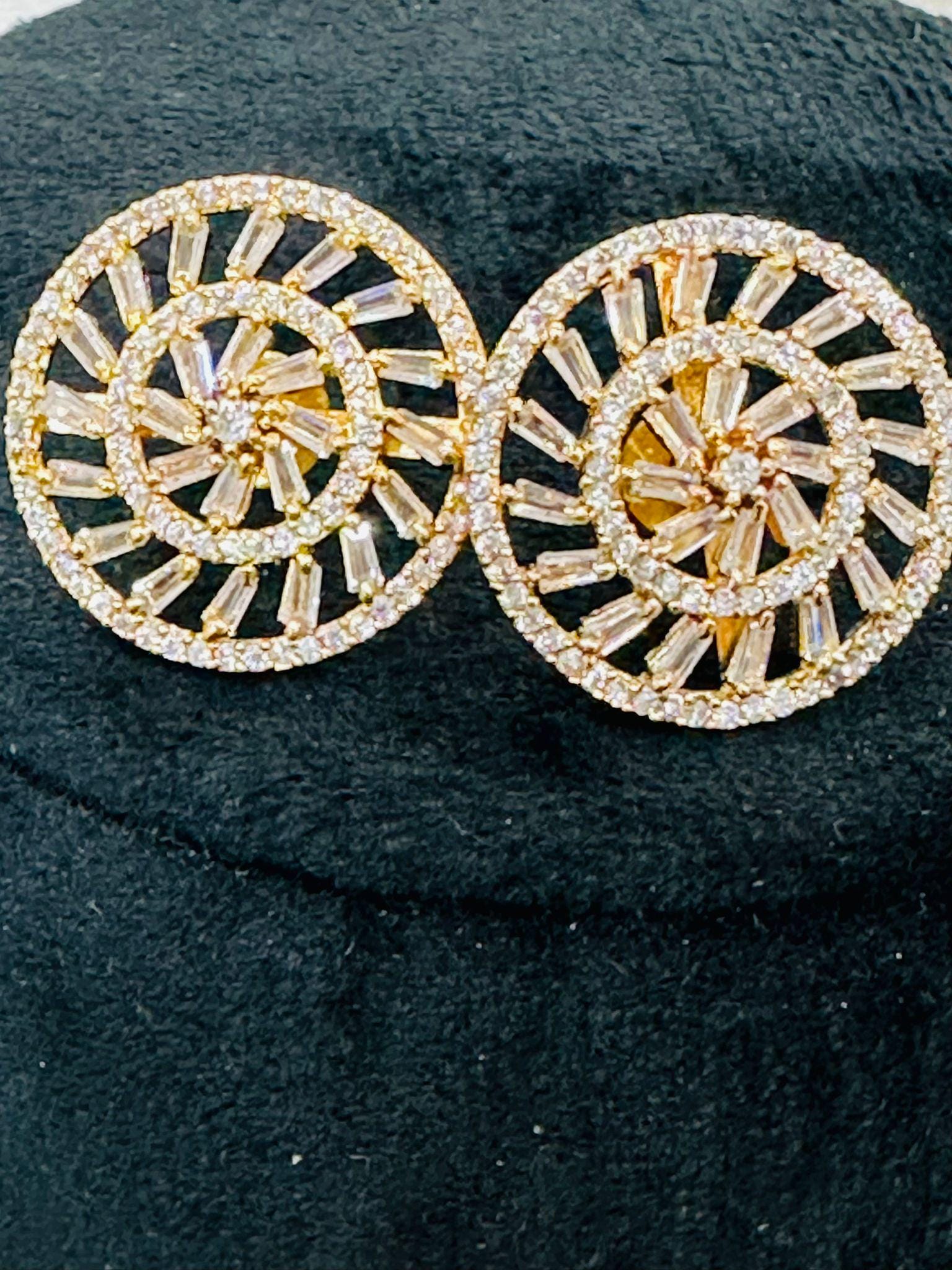 Pearl Choker Necklace Set with Earrings, Gold Finish Baguette Stone Bridal Jewelry - Image 2