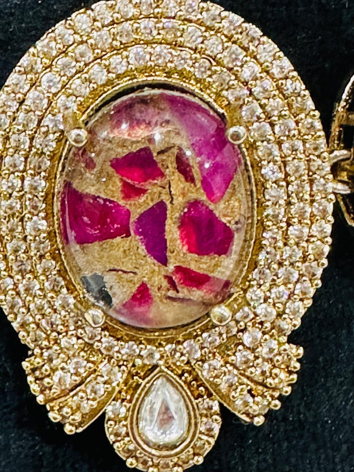 Pink Kundan Choker Necklace with Matching Earrings - Image 2