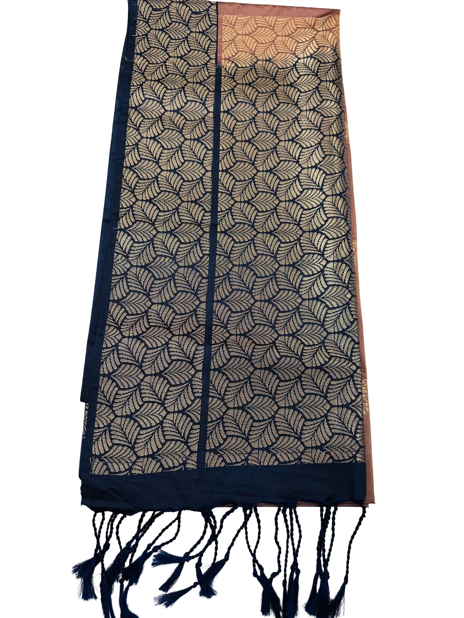 Dusty Copper Pink Soft Silk Saree Navy Blue Copper, Gold Butta Indian Saree, Traditional Wedding Party Wear Saree - Image 3