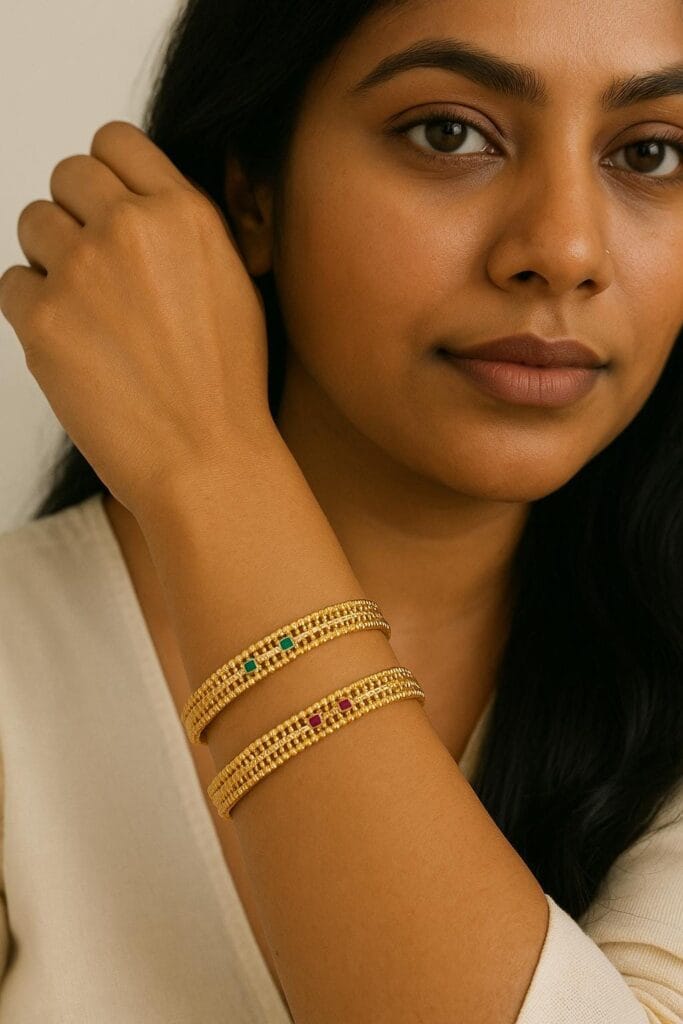 Traditional Indian micro gold plated Kada Bangles| Size 28