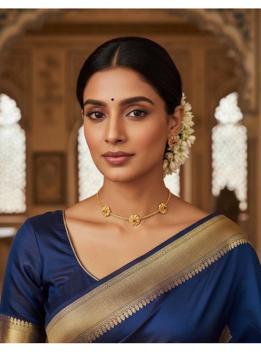 Floral Necklace with Red Stone | Micro Gold plated | Minimal Temple Jewelry - Image 1