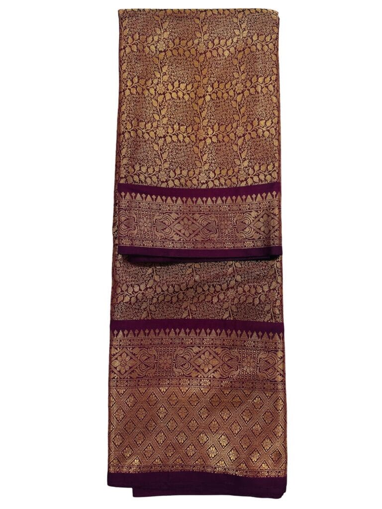 Wine Banarasi Semi Silk Saree, Gold Zari Woven Bridal Saree, Traditional Indian Wedding Saree, Party Wear Banarasi Silk Sari