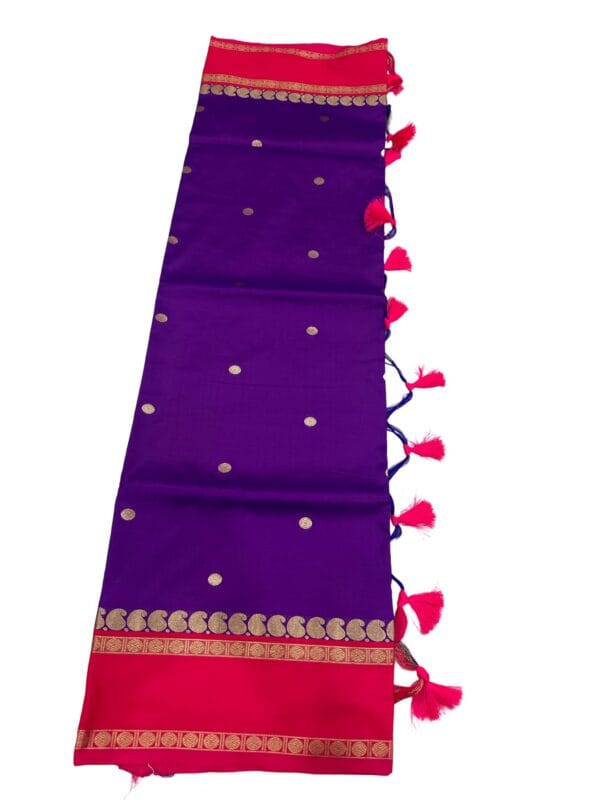 Gadwal Silk Saree Purple Pink | Traditional South Indian Silk Saree | Gold Zari Border | Wedding Festive Saree - Image 3