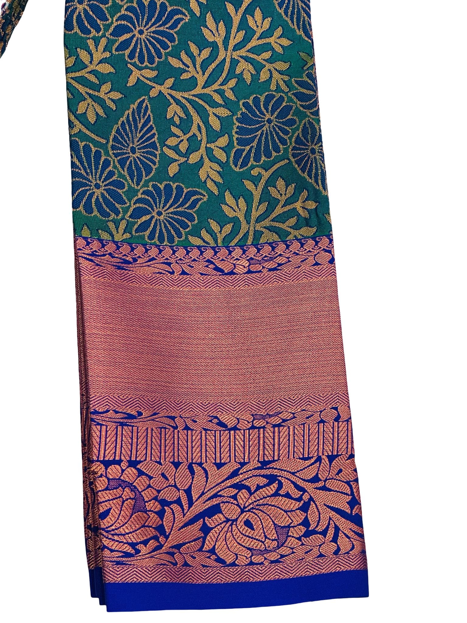 Bridal Kanchipuram Soft Silk Saree Peacock Green Purple | Kodi Pattern Copper Zari Wedding Saree | Traditional South Indian Bridal Saree - Image 2