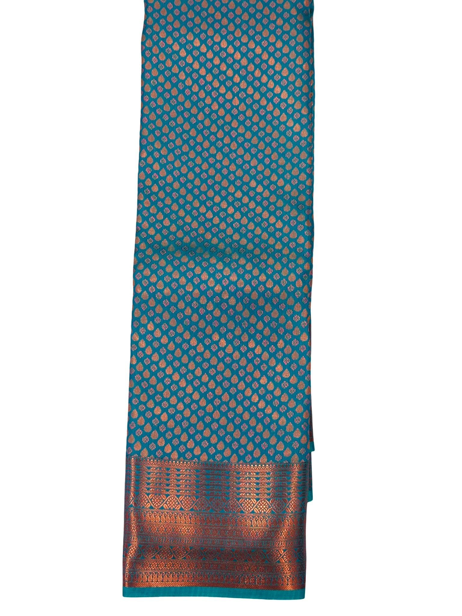 Bridal Kanchipuram Soft Silk Saree Ramar Blue, Copper Zari Wedding Saree, Rain Drop Butta Traditional South Indian Bridal - Image 2