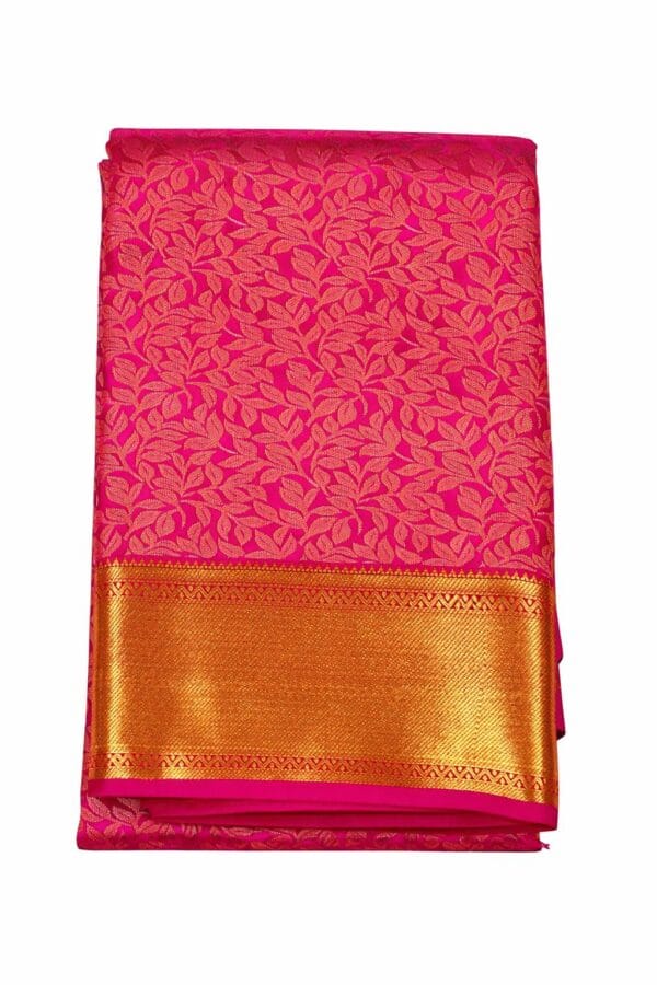 Rani Pink Bridal Kanchipuram Soft Silk Saree, Gold Zari Kodi Weave, South Indian Wedding Saree, Traditional Temple Saree, Festive Party Wear - Image 2