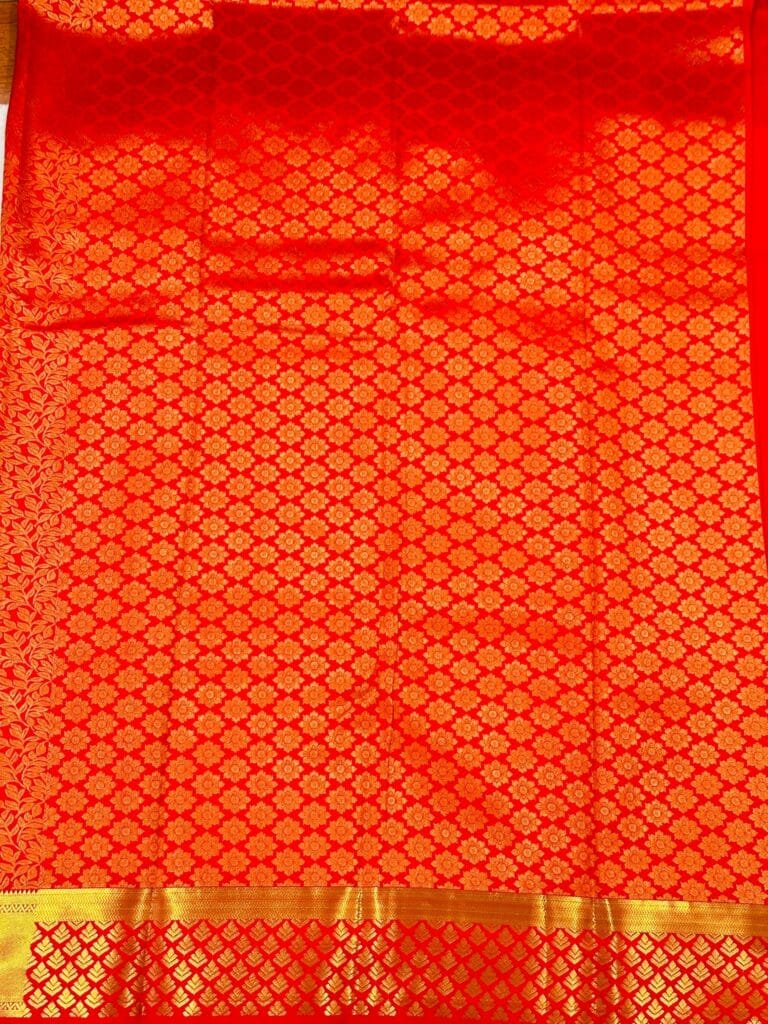 Bridal Kanchipuram Soft Silk Saree Red Kodi Pattern Wedding Saree South Indian Bride Traditional Party Wear Kanchi Silk Saree