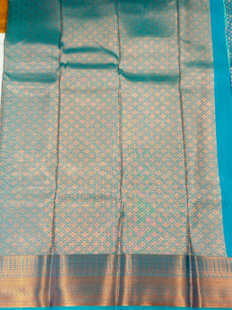Bridal Kanchipuram Soft Silk Saree Ramar Blue, Copper Zari Wedding Saree, Rain Drop Butta Traditional South Indian Bridal