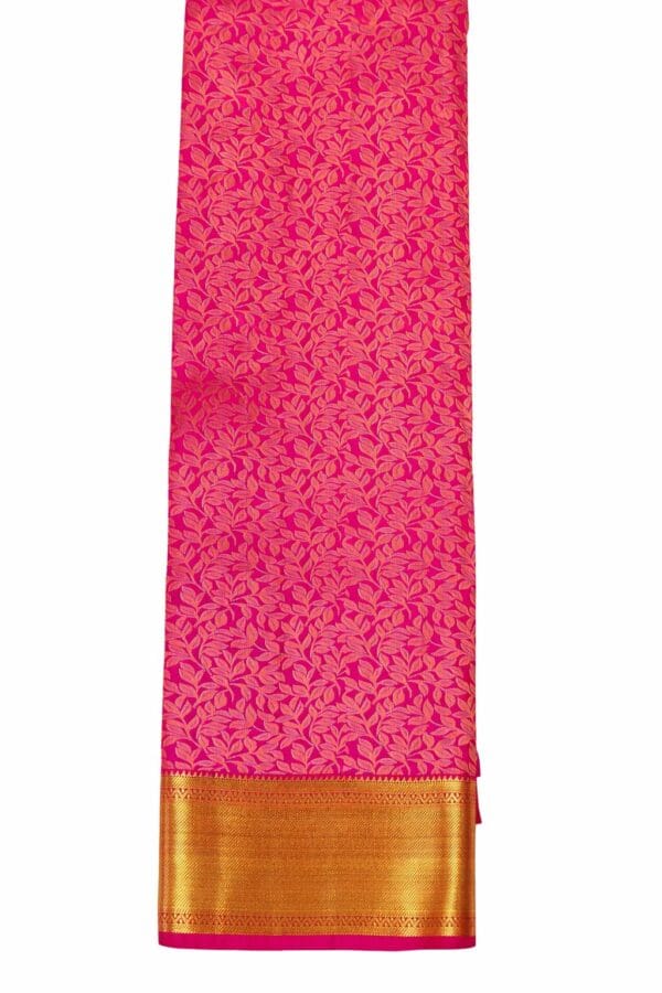 Rani Pink Bridal Kanchipuram Soft Silk Saree, Gold Zari Kodi Weave, South Indian Wedding Saree, Traditional Temple Saree, Festive Party Wear - Image 4