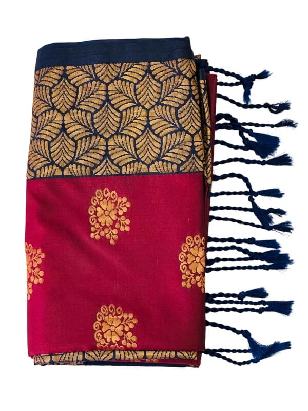 Luxury Soft Silk Saree Red Blue Gold Butta | Traditional Indian Wedding Saree | Festive Party Wear Kanchipuram Style Saree - Image 2