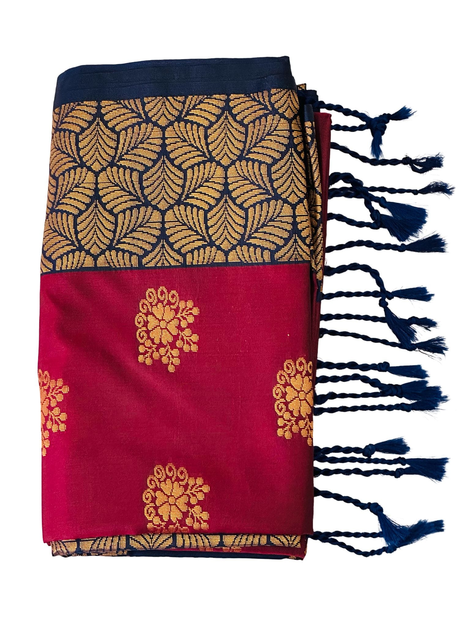 Luxury Soft Silk Saree Red Blue Gold Butta | Traditional Indian Wedding Saree | Festive Party Wear Kanchipuram Style Saree - Image 2