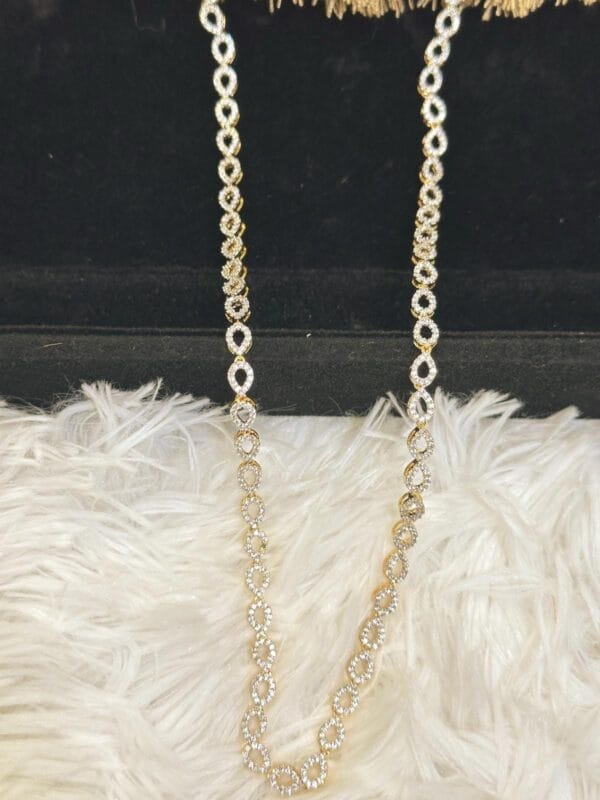 Elegant CZ Diamond Infinity Link Necklace | Adjustable Gold-Plated Chain | Sparkling Bridal Jewelry - Image 3