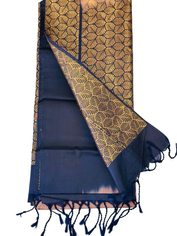 Luxury Dusty Copper Pink Soft Silk Saree Navy Blue Copper Dark Gold Butta, Elegant Party Wear Saree, Traditional Indian Wedding Saree - Image 4