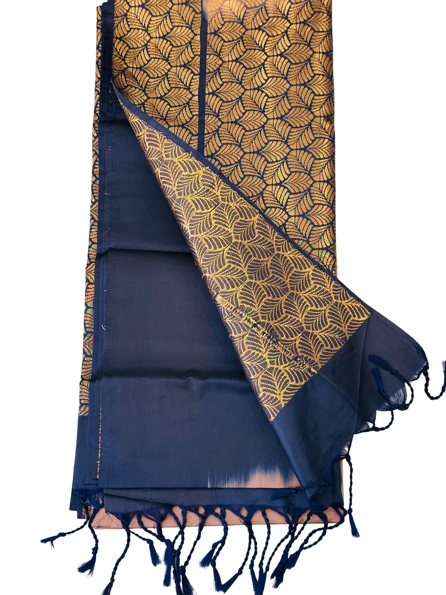 Luxury Dusty Copper Pink Soft Silk Saree Navy Blue Copper Dark Gold Butta, Elegant Party Wear Saree, Traditional Indian Wedding Saree - Image 4
