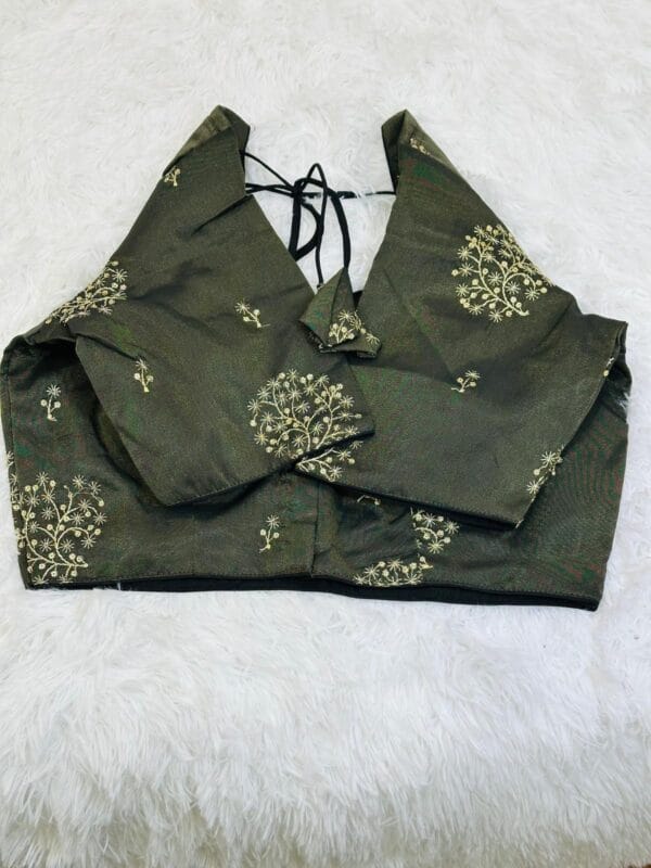 Embroidered readymade Blouse | Size 36, Black & Gold Party Wear - Image 2