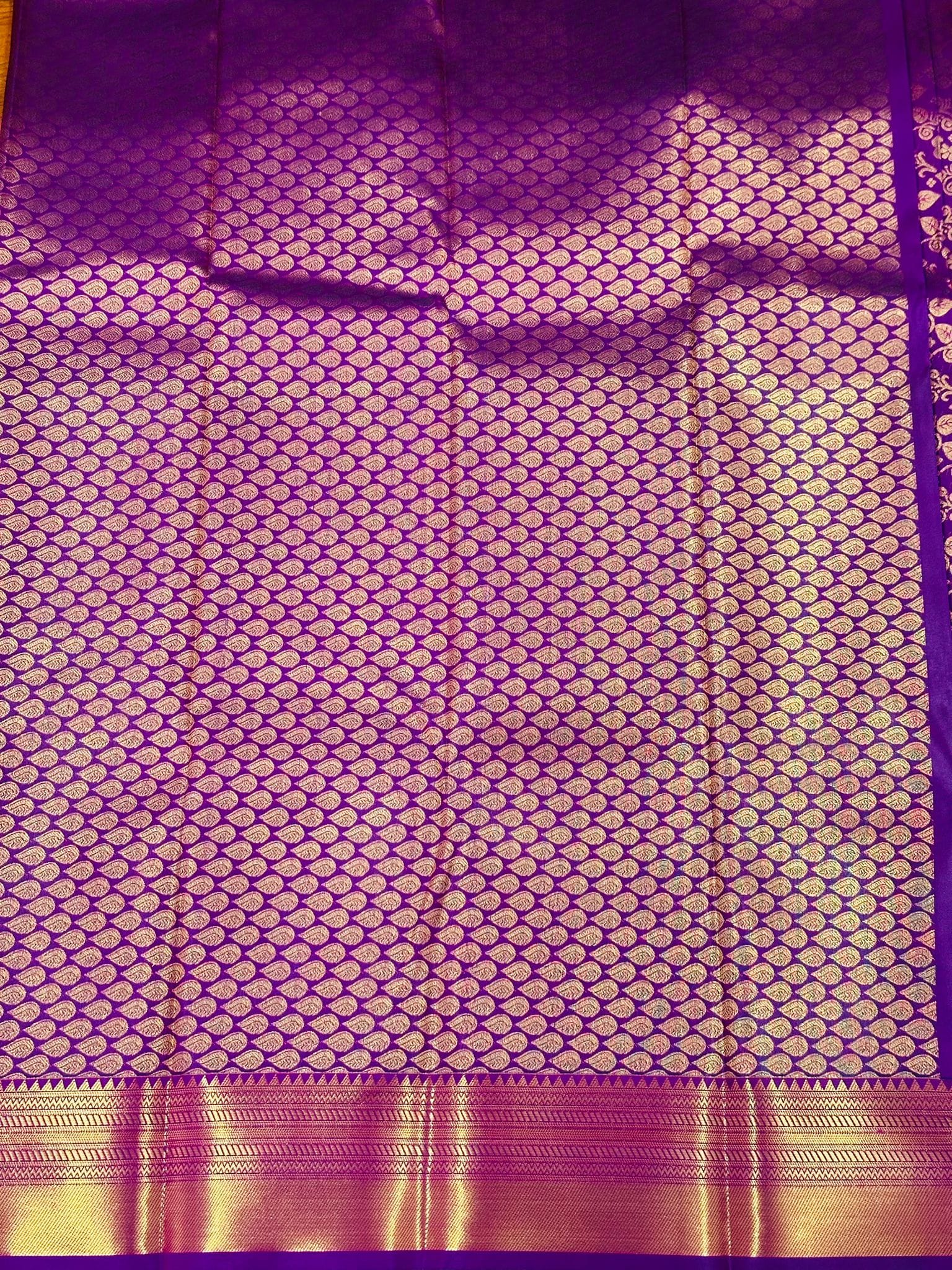 Bridal Kanchipuram Soft Silk Saree Purple Gold Zari Floral Wedding Saree Traditional Indian Silk Saree Festive Party Wear Banarasi Style - Image 5
