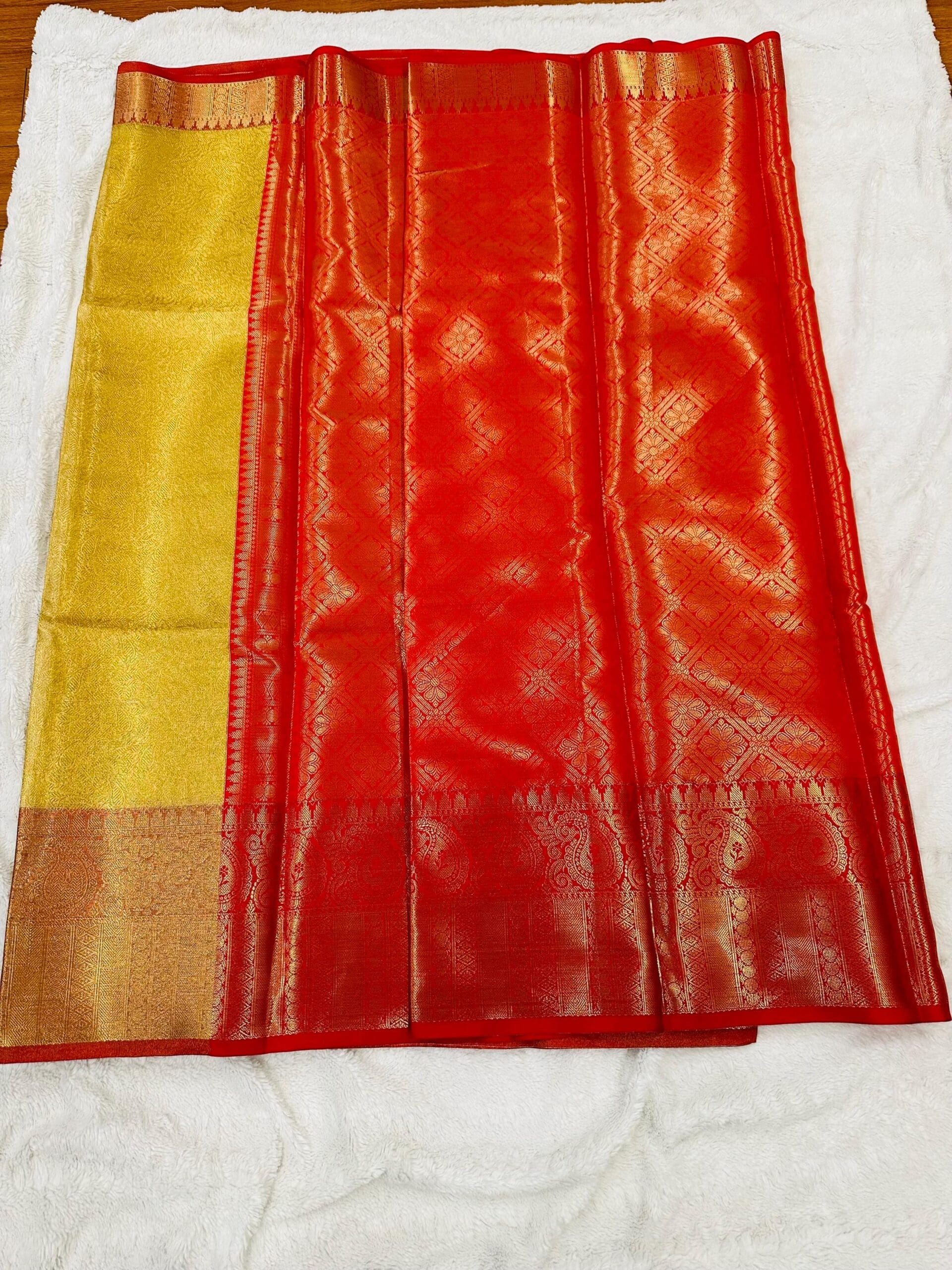 Tissue Silk Bridal Saree: Wedding Wear with Zari - Image 4