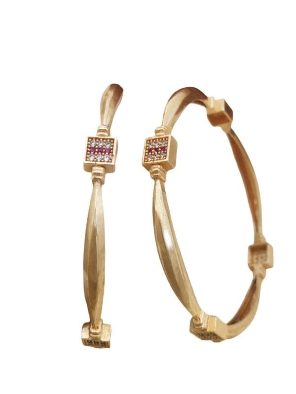 Gold plated Designer Kada Bangle with Ruby & AD Stones | Size 24
