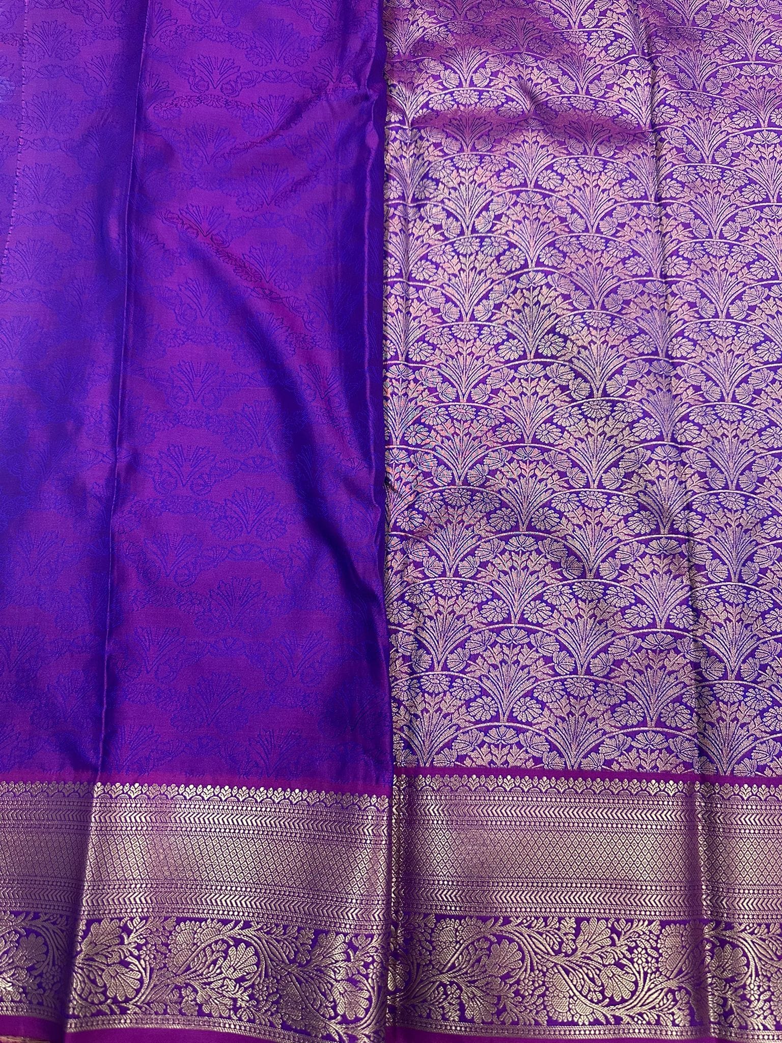 Purple Bridal Kanchipuram Soft Silk Saree Gold Zari Floral Wedding Saree Traditional South Indian Bride Reception Party Wear - Image 2