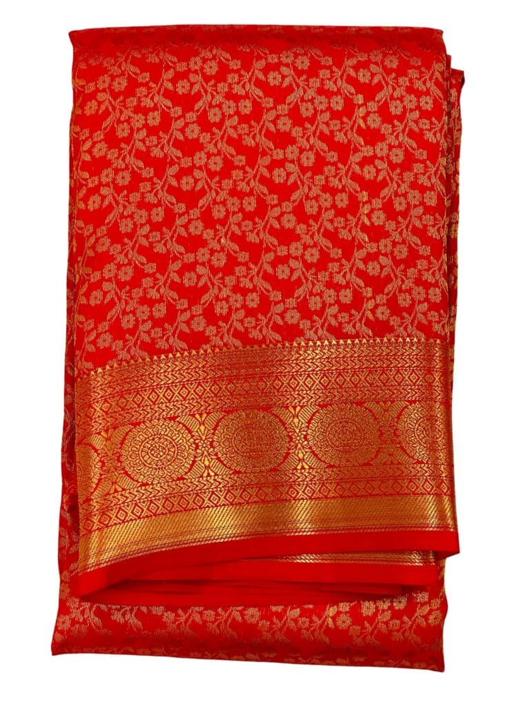 Bridal Kanchipuram Soft Silk Saree Chilly Red Gold Zari Floral Wedding Saree Traditional South Indian Bride Party Wear