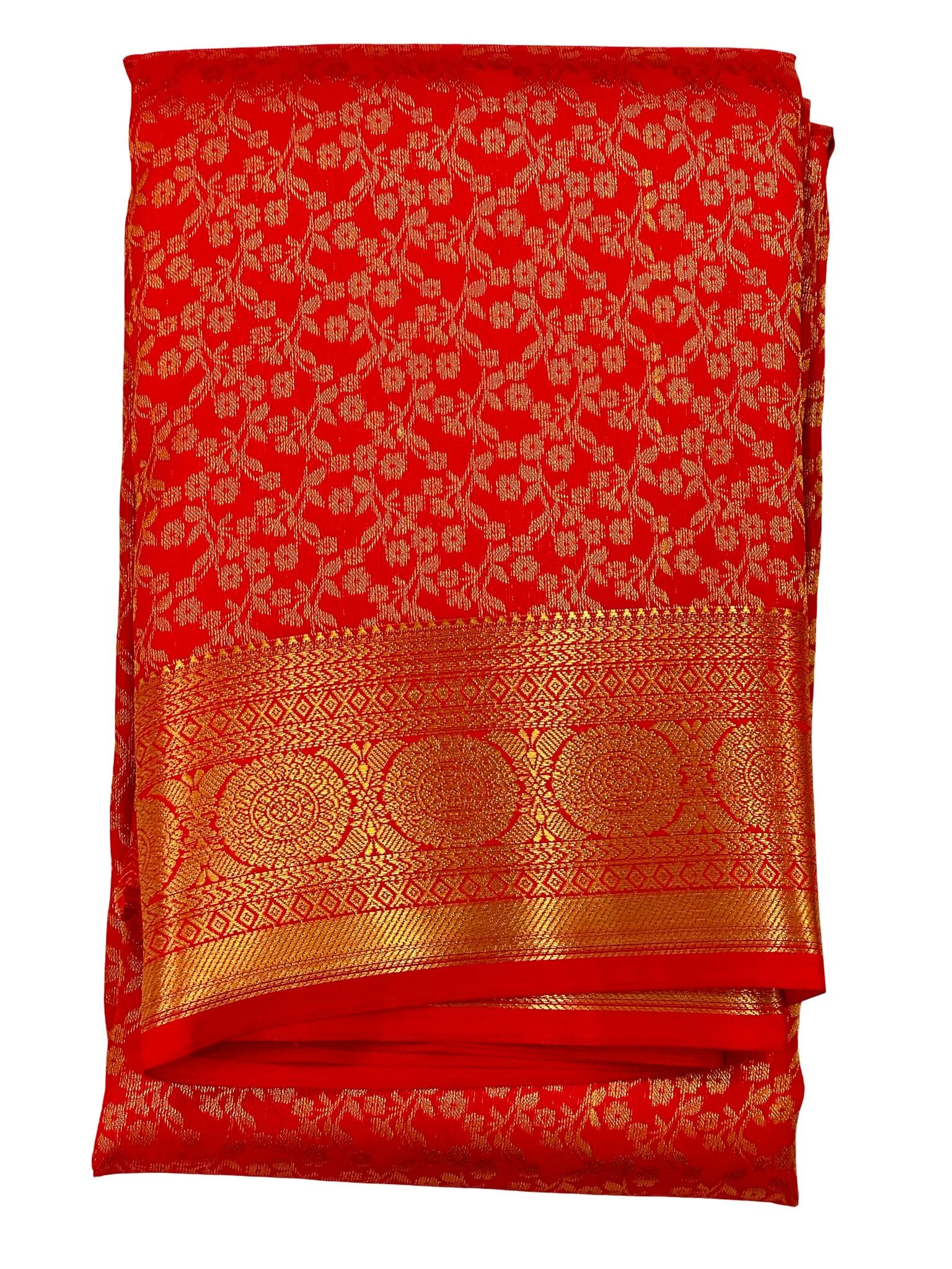 Bridal Kanchipuram Soft Silk Saree Chilly Red Gold Zari Floral Wedding Saree Traditional South Indian Bride Party Wear - Image 3