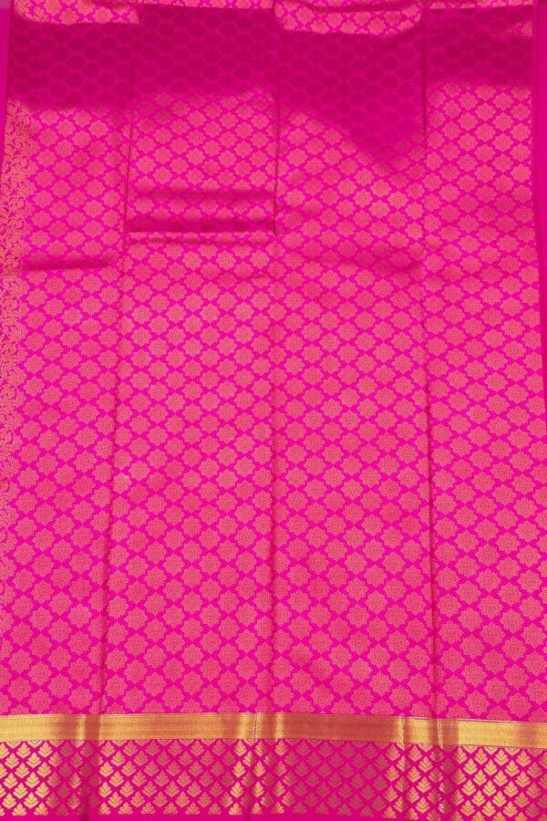 Rani Pink Bridal Kanchipuram Soft Silk Saree, Gold Zari Kodi Weave, South Indian Wedding Saree, Traditional Temple Saree, Festive Party Wear - Image 3