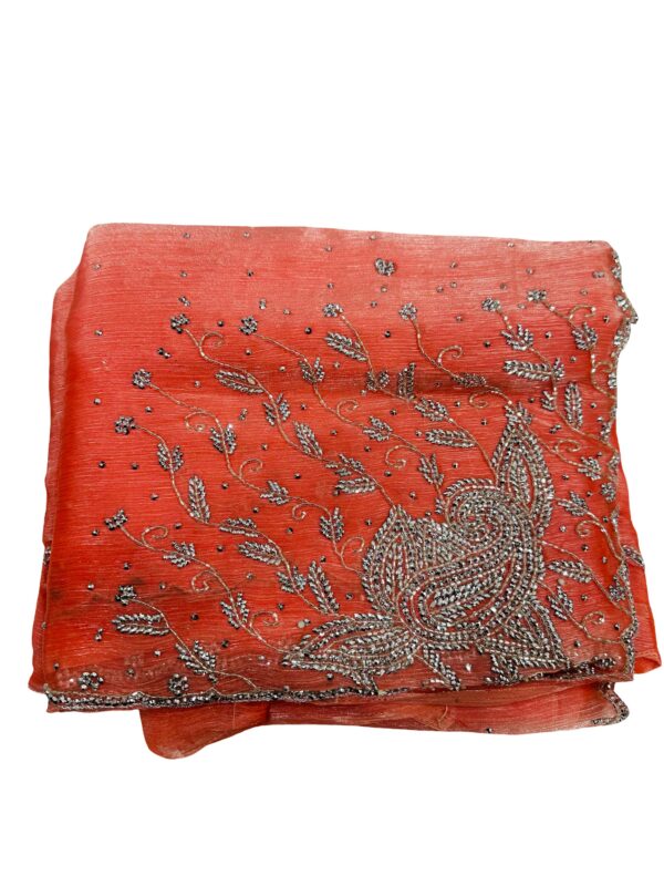 Party Wear Embellished saree with sequin Jarkhan Work | Teal blue & Skyblue - Image 5