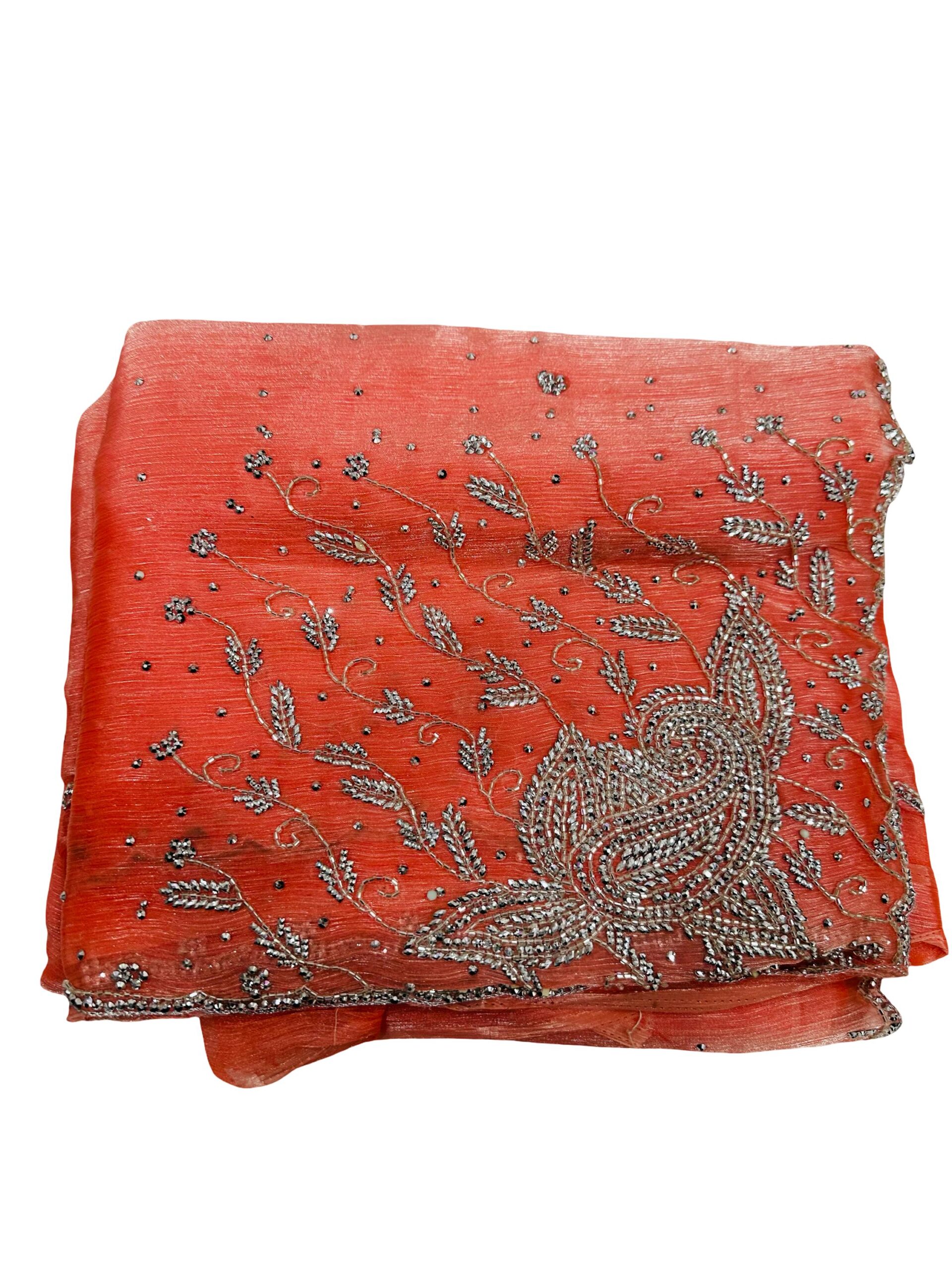 Party Wear Embellished saree with sequin Jarkhan Work | Teal blue & Skyblue - Image 5