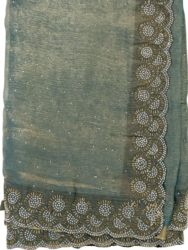Shimmer Space Silk Saree with Heavy Border • Party Wear - Image 5